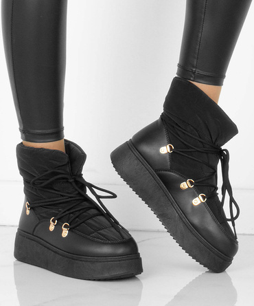 CZARNE ŚNIEGOWCE BOTKI OCIEPLANE WSUWANE EDIE