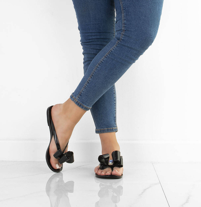 CZARNE JAPONKI KLAPKI MELISKI Z KOKARDĄ ARTIS 5