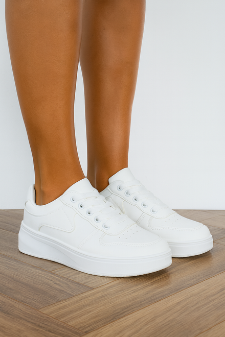 DAMSKIE BIAŁE SNEAKERSY TRAMPKI SKÓRZANE COMPRA