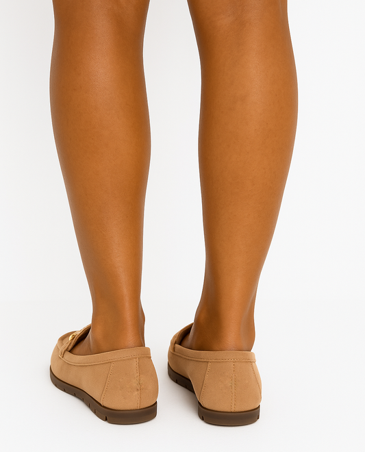 BEŻOWE MOKASYNY ZAMSZOWE PÓŁBUTY DAMSKIE RENNIE