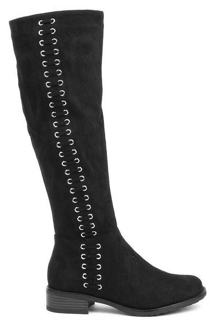 CZARNE ZAMSZOWE KOZAKI Z WIĄZANIEM JANIS 1