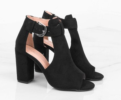 CZARNE ZAMSZOWE SANDAŁY NA SŁUPKU KENZIA