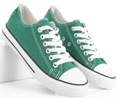 ZIELONE KLASYCZNE NISKIE TRAMPKI MĘSKIE