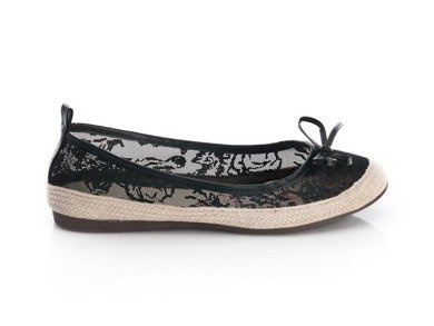 BALERINKI ESPADRYLE CZARNA KORONKA AMELIA