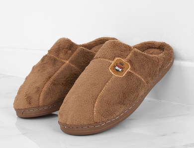 BRĄZOWE MĘSKIE OCIEPLANE KAPCIE KLAPKI