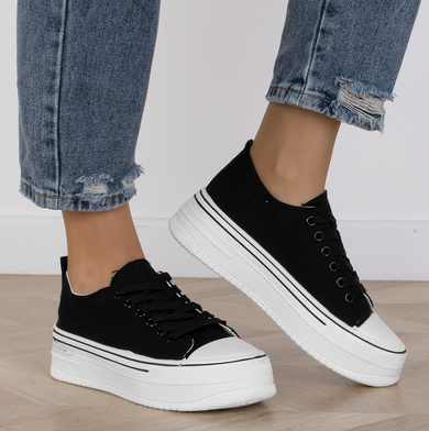 CZARNE TRAMPKI SNEAKERSY NA PLATFORMIE MIRIAM