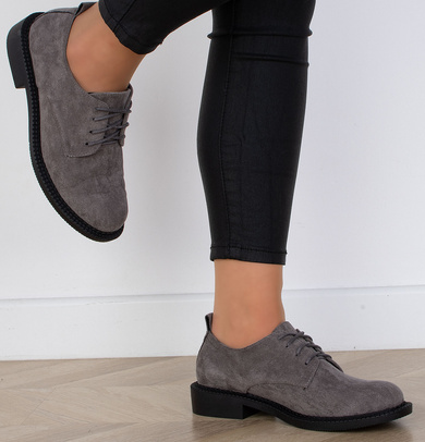 SZARE PÓŁBUTY ZAMSZOWE DAMSKIE SZNUROWANE SIRRO