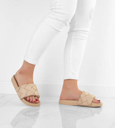 BEŻOWE PLECIONE KLAPKI ARIETTA