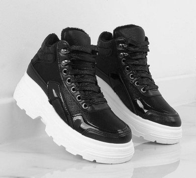 CZARNE SNEAKERSY NA GRUBEJ PODESZWIE NIKOLIES