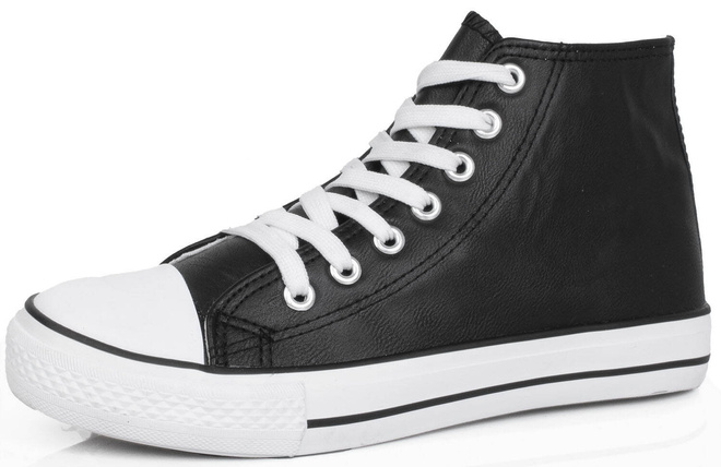 CZARNE SKÓRZANE WYSOKIE TRAMPKI CARREN 3