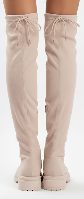 BEŻOWE ZAMSZOWE KOZAKI ZA KOLANO KLASYCZNE VALARIA 2