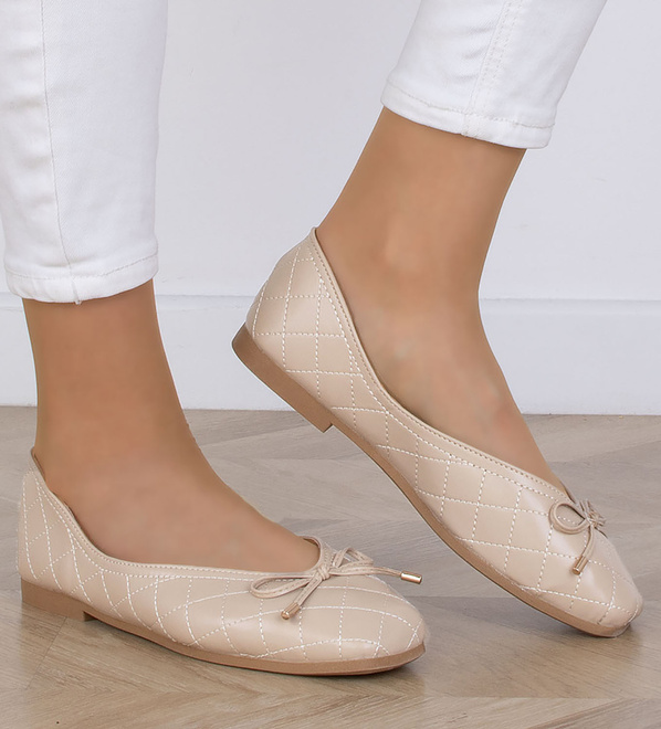 BEŻOWE WYGODNE DAMSKIE BALERINKI KLASYCZNE ARISANA 7