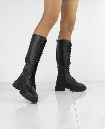 CZARNE BOTKI GLANY TRAPERY EKOSKÓRA