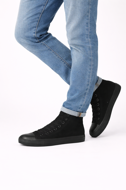 KLASYCZNE CZARNE WYSOKIE TRAMPKI TENISÓWKI SZNUROWANE 8