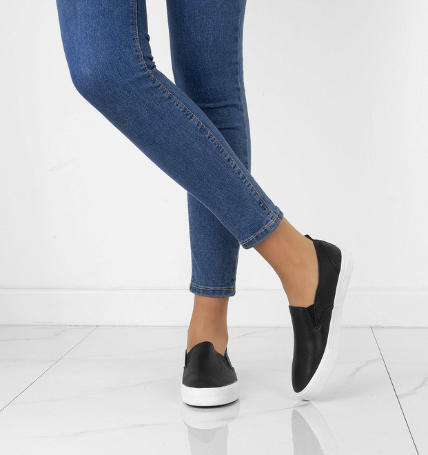 CZARNE TRAMPKI TENISÓWKI SLIP ON  7