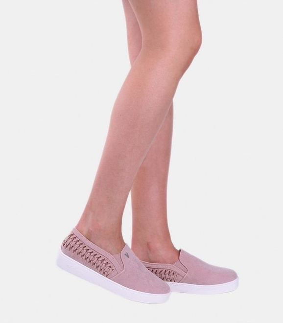 RÓŻOWE ZAMSZOWE TRAMPKI TENISÓWKI SLIP ON