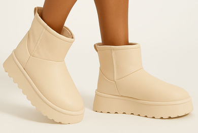 BEŻOWE OCIEPLANE ŚNIEGOWCE BOTKI NA PLATFORMIE SOLVE