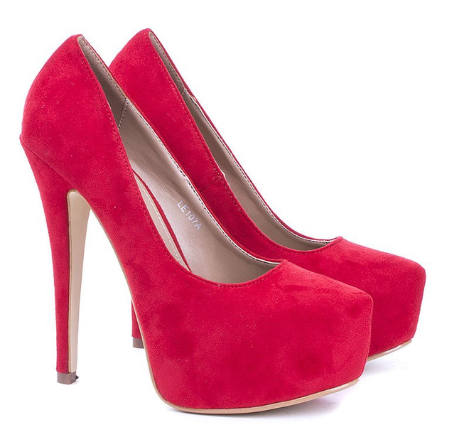 CZERWONE ZAMSZOWE SZPILKI NA PLATFORMIE INFILIO