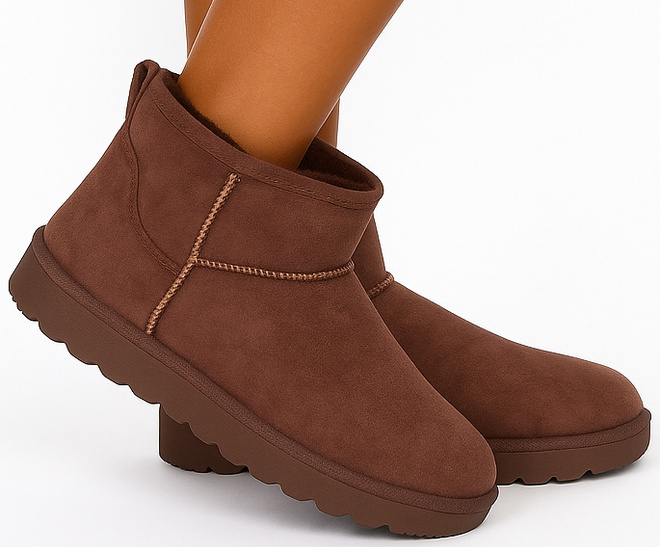 BRĄZOWE OCIEPLANE ŚNIEGOWCE BOTKI NA PLATFORMIE COFFEE 4