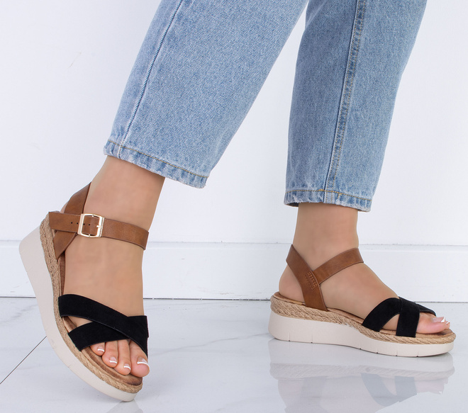 CZARNE DAMSKIE SANDAŁY NA PLATFORMIE ESPADRYLE MELBA 5