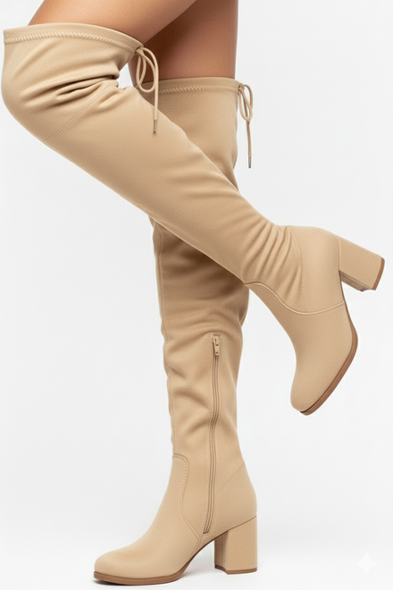 BEŻOWE DAMSKIE ZAMSZOWE KOZAKI NA ZAMEK BELLA 4