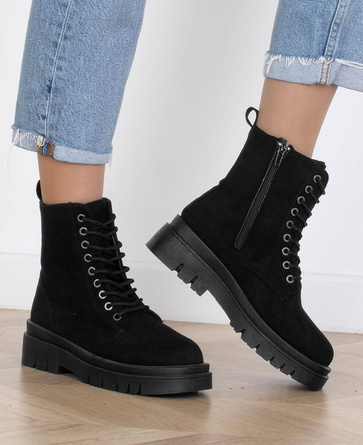 CZARNE ZAMSZOWE BOTKI TRAPERY NA PLATFORMIE NOVA