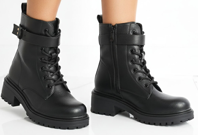 CZARNE BOTKI  DAMSKIE OCIEPLANE TRAPERY NA PLATFORMIE GALDIA 2