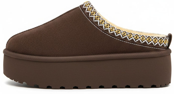 DAMSKIE BRĄZOWE KAPCIE OCIEPLANE PLATFORMA WSUWANE CLOUD 3