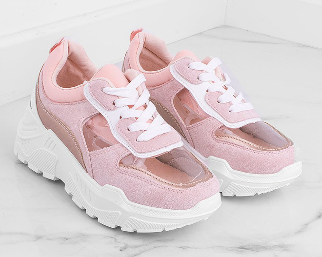 RÓŻOWE SNEAKERSY GRUBA PODESZWA TRANSPARENT 4