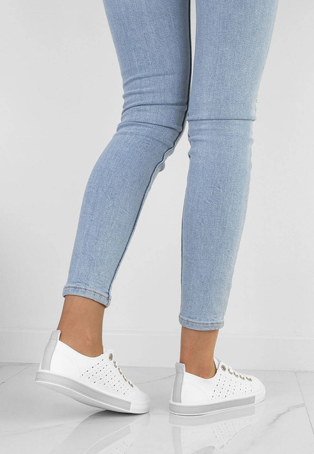 BIAŁE TRAMPKI DAMSKIE TENISÓWKI AŻUROWE MEDISON 7