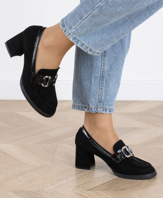 CZARNE PÓŁBUTY NA GRUBYM SŁUPKU KLASYCZNE ADRIEL 8