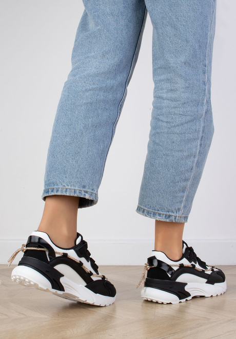 CZARNE TRAMPKI SNEAKERSY NA PLATFORMIE SEWANA 5