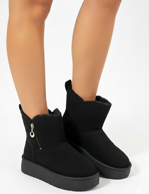 CZARNE OCIEPLANE ŚNIEGOWCE BOTKI NA PLATFORMIE 5