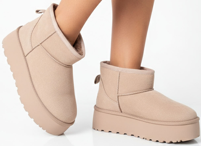 BEŻOWE OCIEPLANE ŚNIEGOWCE BOTKI NA PLATFORMIE OVIVENE 2