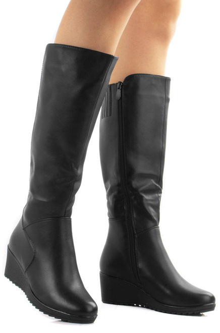 CZARNE OCIEPLANE KOZAKI NA KOTURNIE IRINA 4