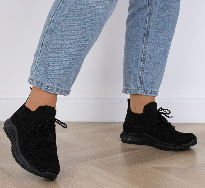 DAMSKIE CZARNE BUTY LEKKIE SNEAKERSY GRASA 6