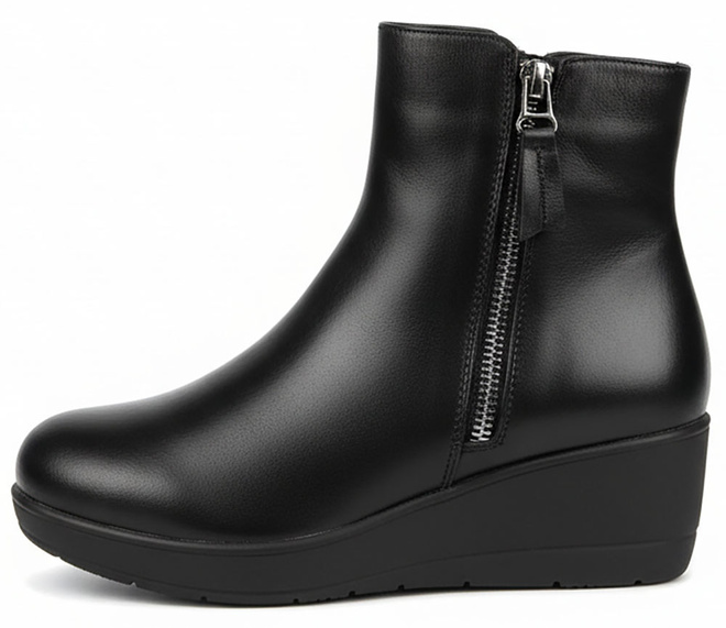 DAMSKIE CZARNE SKÓRZANE BOTKI NA KOTURNIE ALTA 3