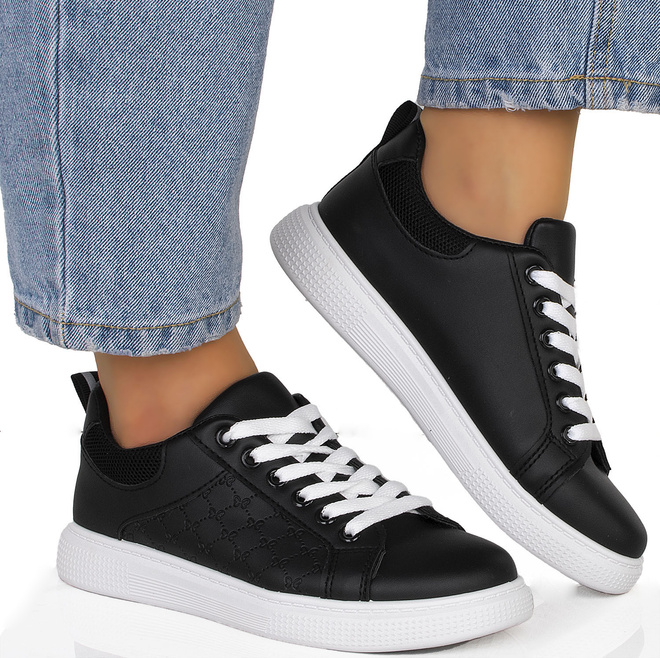 CZARNE SNEAKERSY TRAMPKI SKÓRZANE 2
