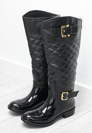 CZARNE OCIEPLANE PIKOWANE KOZAKI KALOSZE JORDI