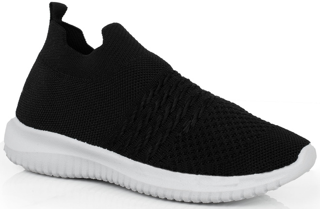 CZARNE DAMSKIE SNEAKERSY WSUWANE FIBRI 1