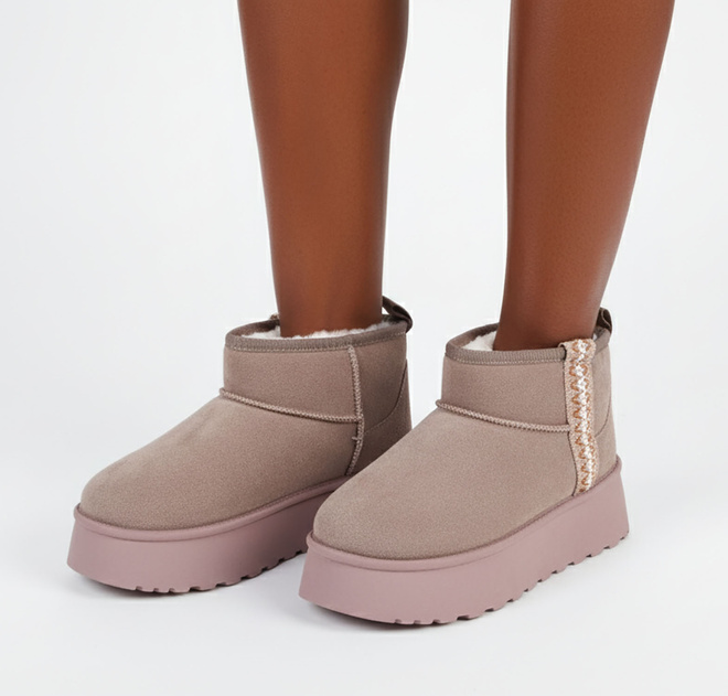 BEŻOWE OCIEPLANE ŚNIEGOWCE BOTKI PLATFORMA RICCA 4