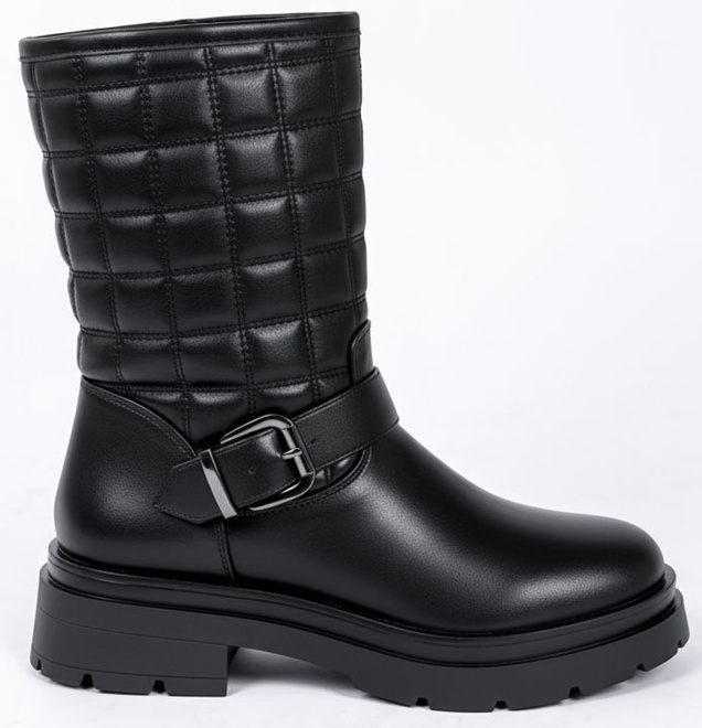 CZARNE OCIEPLANE BOTKI TRAPERY GLANY PIKOWANE LIER 1