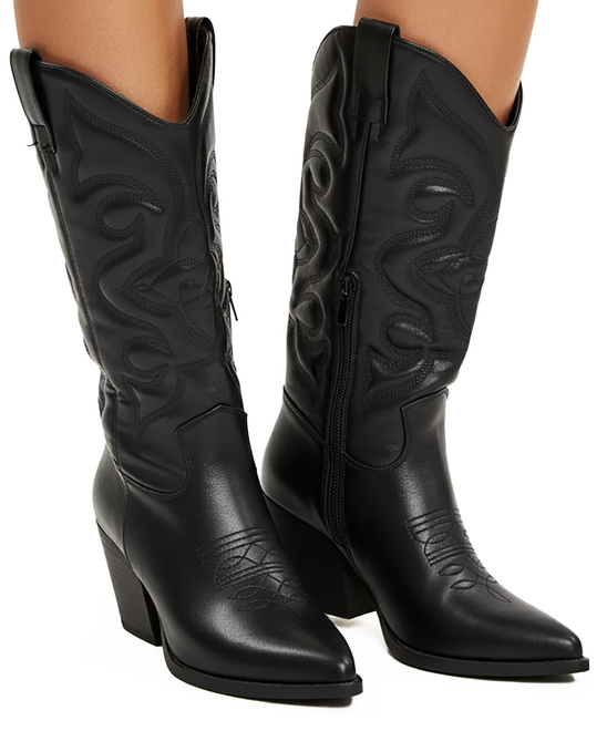 DAMSKIE CZARNEWYSOKI  KOZAKI KOWBOJKI KLASYCZNE CESINA 2