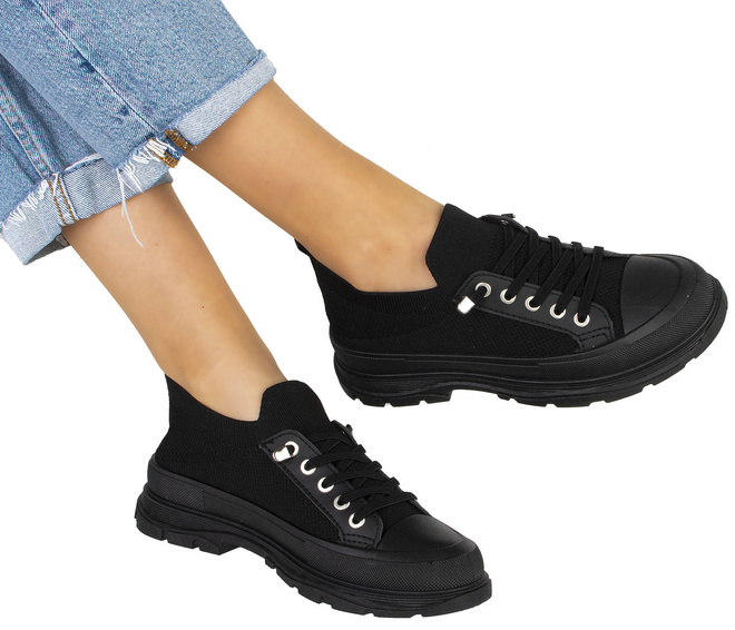 CZARNE NISKIE TRAMPKI ELASTYCZNE SIATKA CAMBRIA 2