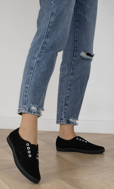 CZARNE TENISÓWKI TRAMPKI KORONKOWE KLASYCZNE 6