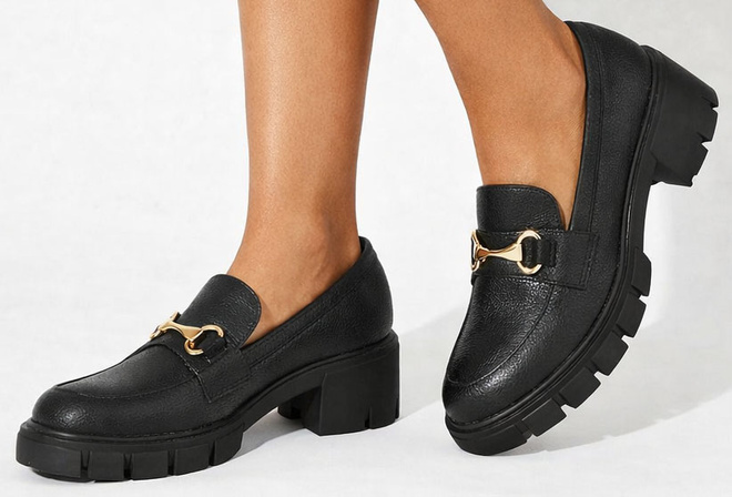 CZARNE PÓŁBUTY MOKASYNY MATOWE Z ŁAŃCUCHEM WSUWANE 4