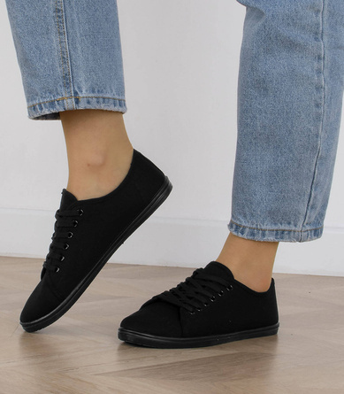 CZARNE KLASYCZNE TRAMPKI TENISÓWKI SZNUROWANE RUBY