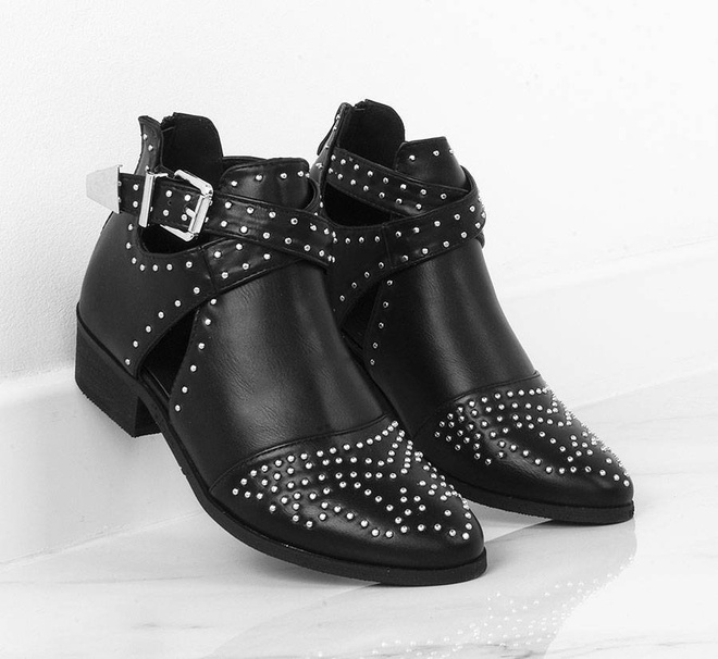 CZARNE SKÓRZANE BOTKI Z WYCIĘCIAMI DIREN 5