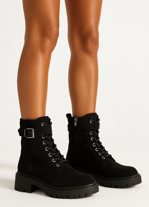 DAMSKIE CZARNE ZAMSZOWE BOTKI TRAPERY OCIEPLANE EVELORA 5