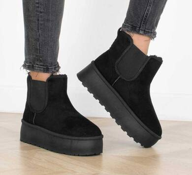 CZARNE OCIEPLANE ŚNIEGOWCE BOTKI PLATFORMA CINDINA